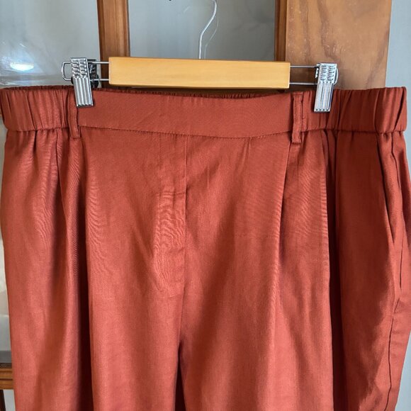 Express Women Linen Ankle High Rise pants. SZ: Large/ Burnt Orange color - Picture 4 of 12